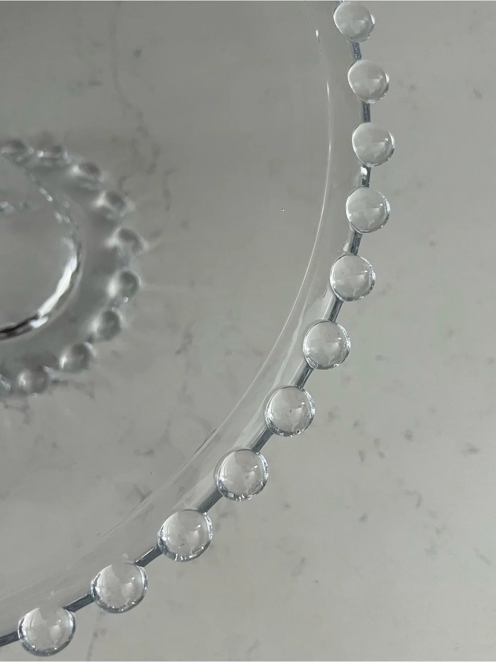 CANDLEWICK Style Clear Glass Beaded Cake Stand